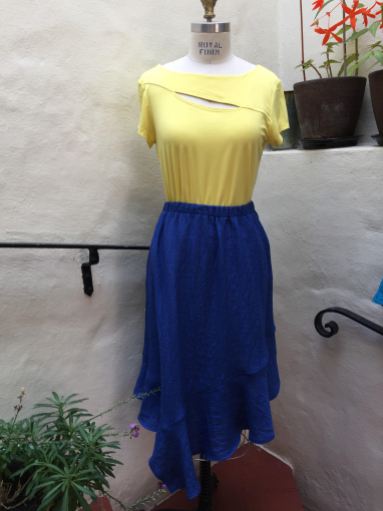 Mango Tango Peekaboo top, Pacific Blue Kiki Skirt